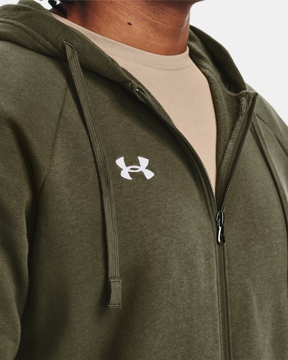 Men's UA Rival Fleece Full-Zip Hoodie, Green, pdpMainDesktop image number 3